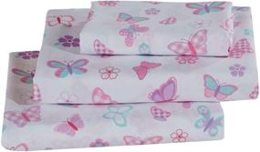 img 3 attached to Kids Zone Home Linen Queen Size Sheet Set for Girls and Teens - Butterfly Pink Purple Turquoise White - New Arrival