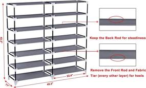 img 1 attached to 👞 SONGMICS 7-Tier Fabric Shoe Rack: Dustproof Shoe Storage Cabinet for 36 Pairs of Shoes - Gray URXJ12G