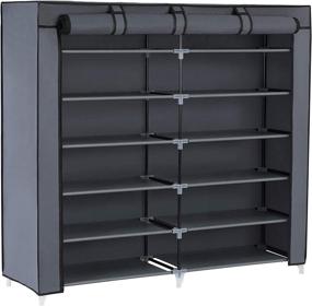 img 4 attached to 👞 SONGMICS 7-Tier Fabric Shoe Rack: Dustproof Shoe Storage Cabinet for 36 Pairs of Shoes - Gray URXJ12G