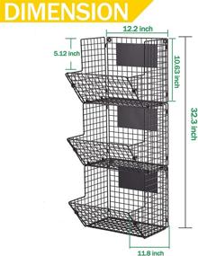 img 3 attached to Quality Wall Mounted Wire Basket Hanging Fruit Basket, 3 Tier Kitchen Storage Bins for Organized Pantry, Produce Rack in Stylish Black