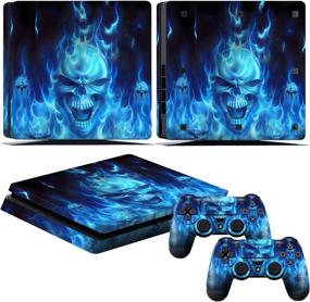 img 2 attached to 🔥 PS4 Slim Skins - Decals for PS4 Controller - Playstation 4 Slim Stickers Cover - PS4 Slim Controller Sony Playstation Four Slim Accessories - Dualshock 4 Two Controllers Skin - Blue Fire