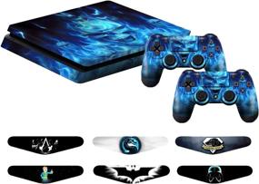 img 3 attached to 🔥 PS4 Slim Skins - Decals for PS4 Controller - Playstation 4 Slim Stickers Cover - PS4 Slim Controller Sony Playstation Four Slim Accessories - Dualshock 4 Two Controllers Skin - Blue Fire