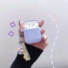 img 3 attached to 🎧 Чехол для AirPods Ownest Purple - мягкий силиконовый ударопрочный чехол с милым брелоком для девочек и женщин - совместим с AirPods 2 и 1.