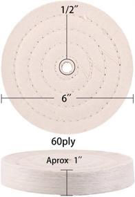 img 4 attached to High-Quality Buffing Wheels for Bench Grinder - 6 Inch Polishing Wheels (60 Ply White, 42 Ply Yellow) - 2 PCS with 1/2 Inch Arbor Hole