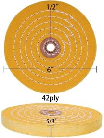 img 3 attached to High-Quality Buffing Wheels for Bench Grinder - 6 Inch Polishing Wheels (60 Ply White, 42 Ply Yellow) - 2 PCS with 1/2 Inch Arbor Hole