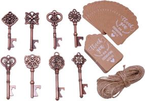 img 3 attached to 🔑 40-Pack Mixed Large Skeleton Key Bottle Openers: Perfect Wedding Favors for Guests with Vintage Charm (Copper, 8 Styles)