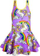 kukiee girls rainbow unicorn one piece swimsuit with stars print - stylish swimwear bathing suit logo