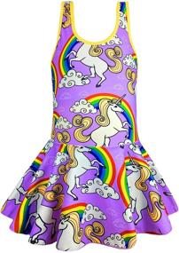 img 4 attached to KuKiee Girls Rainbow Unicorn One Piece Swimsuit with Stars Print - Stylish Swimwear Bathing Suit