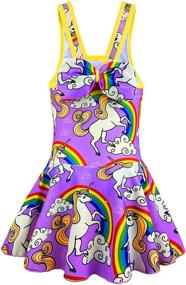 img 3 attached to KuKiee Girls Rainbow Unicorn One Piece Swimsuit with Stars Print - Stylish Swimwear Bathing Suit