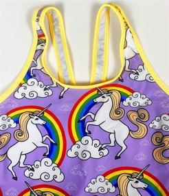 img 1 attached to KuKiee Girls Rainbow Unicorn One Piece Swimsuit with Stars Print - Stylish Swimwear Bathing Suit