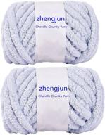 🧶 jumbo chenille fluffy chunky yarn 2-pack - bulky luxury big loop quick handmade cable blanket yarn for easy, fun weaving, crochet, crafts, diy - grey, 16 oz logo