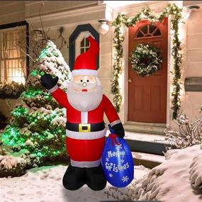 img 1 attached to 🎅 DREAM GARDEN 7 FT Christmas Inflatable - Outdoor Santa Claus with Merry Christmas Bag, LED Lights, Xmas Yard Decorations