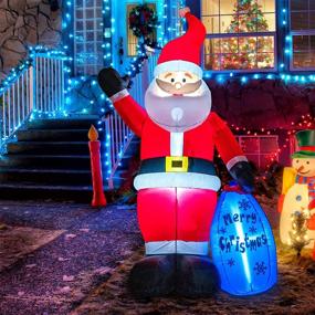 img 2 attached to 🎅 DREAM GARDEN 7 FT Christmas Inflatable - Outdoor Santa Claus with Merry Christmas Bag, LED Lights, Xmas Yard Decorations