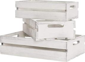 img 4 attached to 📦 MyGift Vintage Whitewashed Wood Nesting Storage Crates with Handles: Set of 3 - Versatile and Stylish Organization Solution