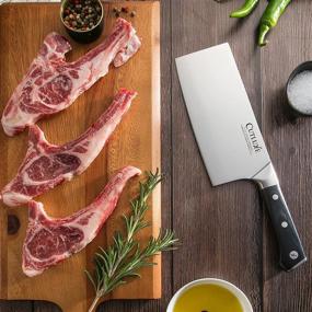 img 1 attached to 🔪 7-Inch CUTLUXE Cleaver Knife - Vegetable and Meat Butcher Knife – Forged Razor Sharp High Carbon German Steel – Full Tang Ergonomic Handle Design – Artisan Series