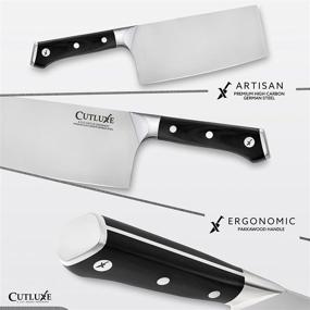 img 4 attached to 🔪 7-Inch CUTLUXE Cleaver Knife - Vegetable and Meat Butcher Knife – Forged Razor Sharp High Carbon German Steel – Full Tang Ergonomic Handle Design – Artisan Series