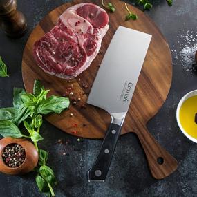 img 2 attached to 🔪 7-Inch CUTLUXE Cleaver Knife - Vegetable and Meat Butcher Knife – Forged Razor Sharp High Carbon German Steel – Full Tang Ergonomic Handle Design – Artisan Series