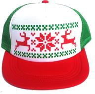 🎅 thatsrad reindeer ugly christmas sweater party rwg snapback mesh trucker hat cap: festive headgear for the holiday season logo