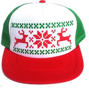 img 1 attached to 🎅 THATSRAD Reindeer Ugly Christmas Sweater Party RWG Snapback Mesh Trucker Hat Cap: Festive Headgear for the Holiday Season