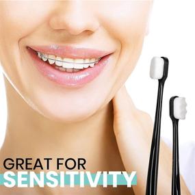 img 2 attached to 🦷 Optimal Gums Sensitive Nano Toothbrush for Extra Softness, Adult Manual Toothbrushes for Sensitive Teeth, Ultra Soft Toothbrush for Enhanced Gum Care, Suitable for Kids & Adults (4 Pack)