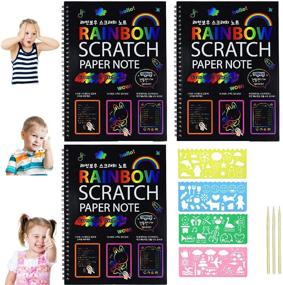 img 4 attached to 🎨 STKYGOOD Scratch Paper Art: Kids' Scratch Art Drawing Notebook with Large Rainbow Scratch Paper – Perfect for Creative Play, Rainbow Scratch Art for Kids, Scratch Art Paper