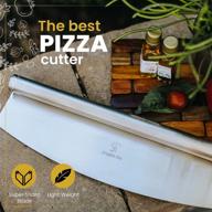 🍕 14-inch stainless steel pizza cutter rocker - round handle, 2-handed slicer - razor-sharp restaurant style pizza cutter with cover - ideal for brownies and cheese slicing logo