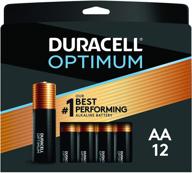 🔋 duracell optimum aa batteries: lasting power double a battery for household & office devices - 12 count pack, resealable storage logo