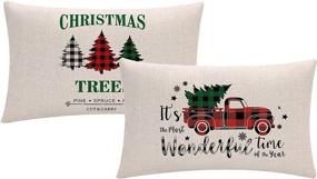 img 4 attached to Cozy up your Holiday Décor- Buffalo Check Plaids Christmas Throw Pillow Covers in Festive Red, Black, and Green – Set of 2