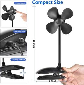 img 1 attached to 🌬️ Yacig Mini Portable Clip On Fan: Rechargeable USB Desk Fan for Baby Strollers, Home & Office - Ultra Quiet & Flexible!