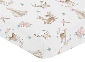 img 2 attached to 🦌 Woodland Deer Floral Collection: Boho Baby or Toddler Fitted Crib Sheet in Blush Pink, Mint Green, and White by Sweet Jojo Designs