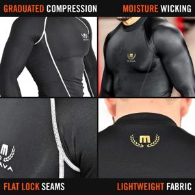 img 1 attached to Mava Sports Men's Compression Long Sleeve Top: Baselayer for Ultimate Fitness, Running, and Gym Workouts