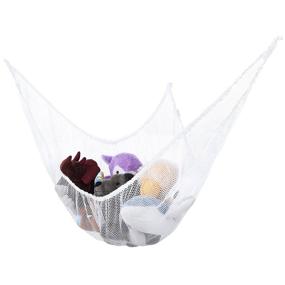img 4 attached to Jumbo Stuffed Animal Hammock: Corner Wall Organizer for Plush Toys, Pool Toys, Sports Gear, Baby Toys, Bedding and Bath Towels - 6’ Mesh Child Safe Storage Net