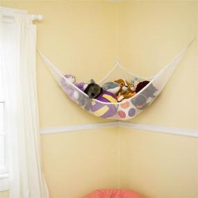 img 3 attached to Jumbo Stuffed Animal Hammock: Corner Wall Organizer for Plush Toys, Pool Toys, Sports Gear, Baby Toys, Bedding and Bath Towels - 6’ Mesh Child Safe Storage Net