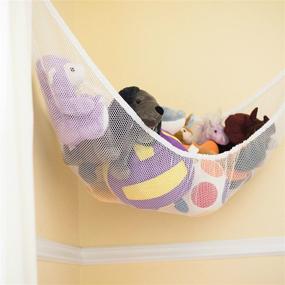 img 1 attached to Jumbo Stuffed Animal Hammock: Corner Wall Organizer for Plush Toys, Pool Toys, Sports Gear, Baby Toys, Bedding and Bath Towels - 6’ Mesh Child Safe Storage Net