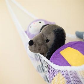 img 2 attached to Jumbo Stuffed Animal Hammock: Corner Wall Organizer for Plush Toys, Pool Toys, Sports Gear, Baby Toys, Bedding and Bath Towels - 6’ Mesh Child Safe Storage Net