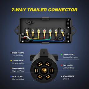 img 1 attached to 🚚 Nilight Heavy Duty 7 Way Inline Trailer Plug with Junction Box - 8 Feet, Weatherproof Wiring Harness for RV Automotive Cars - 2 Year Warranty