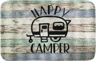 🏕️ happy camper non-slip doormat bath mat, entrance rug - 16x24 inches for front door, kitchen floor, bath tub, and bedroom logo