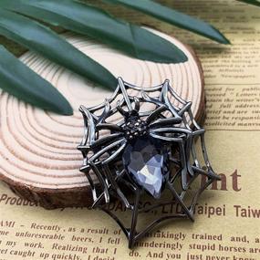 img 2 attached to 🕷️ Halloween Spider Web Teardrop Spider Brooch Pin: XGALBLA Rhinestone Crystals - Get Spookily Stylish!