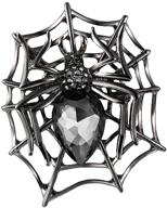 🕷️ halloween spider web teardrop spider brooch pin: xgalbla rhinestone crystals - get spookily stylish! logo