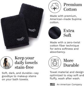 img 2 attached to 🧼 Supima Cotton Makeup Remover Washcloth Set by Laguna Beach Textile Co - 2 Hotel Quality Makeup Removal Towels - Plush, 730 GSM - 12” x 12” - Black Dusk