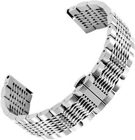 img 4 attached to Kai Tian Quick Release Elite Stainless Steel Mesh Watch Band Strap for Men Women - 20mm 22mm Silver Black Butterfly Buckle Replacement Wristband