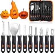 🎃 high-quality stainless steel pumpkin carving tools kit with carrying case - 10 pack, perfect for halloween decorations logo