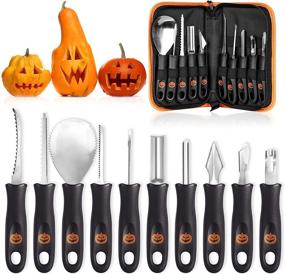 img 4 attached to 🎃 High-Quality Stainless Steel Pumpkin Carving Tools Kit with Carrying Case - 10 Pack, Perfect for Halloween Decorations