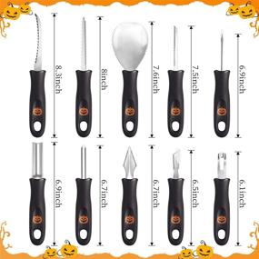 img 3 attached to 🎃 High-Quality Stainless Steel Pumpkin Carving Tools Kit with Carrying Case - 10 Pack, Perfect for Halloween Decorations