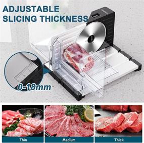 img 1 attached to 🥩 DOBBOR Foldable Electric Meat Slicer Machine for Home Use, Adjustable Slice Thickness from 0-18mm, Removable Stainless Steel Blade, Detachable Design, Safe Child Lock Protection – Black