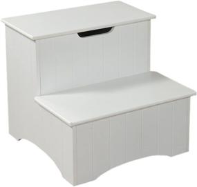 img 1 attached to 🏞️ Functional and Elegant: Kings Brand Large White Finish Wood Bedroom Step Stool With Storage