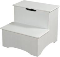 🏞️ functional and elegant: kings brand large white finish wood bedroom step stool with storage logo