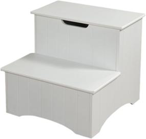 img 2 attached to 🏞️ Functional and Elegant: Kings Brand Large White Finish Wood Bedroom Step Stool With Storage