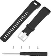 заменяемые силиконовые ремешки tenyun для garmin vivosmart hr+ - регулируемый спортивный ремешок со съемным инструментом для извлечения пина (черный) логотип