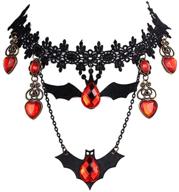 🦇 retro halloween necklace: vampire blood bat lace choker for scary halloween party - perfect women's gothic lolita pendant, decorations, and gifts! logo